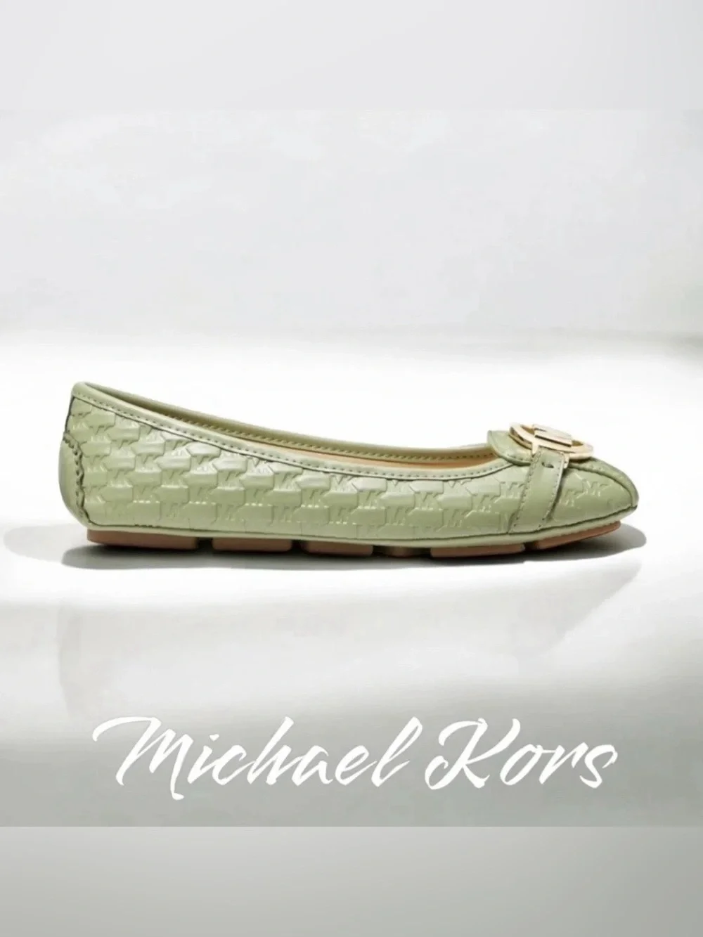 Size 7M - Michael Kors Fulton Logo Embossed Moccasin Light Sage.